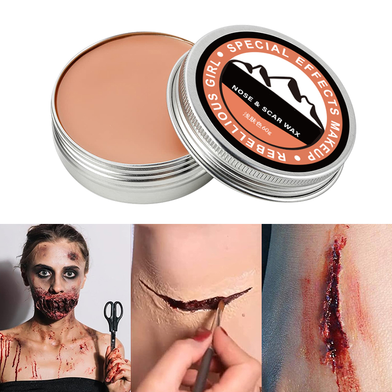 Body Paint Sfx - ชุดแต่งหน้าเอฟเฟกต์พิเศษ Scar Wax SFX พร้อมไม้พาย, แว็กซ์สร้างแบบจำลองผิวสำหรับปกปิดรอยแผลเป็นปลอม,